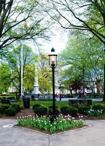 Morris County, NJ (New Jersey) town square stock photo